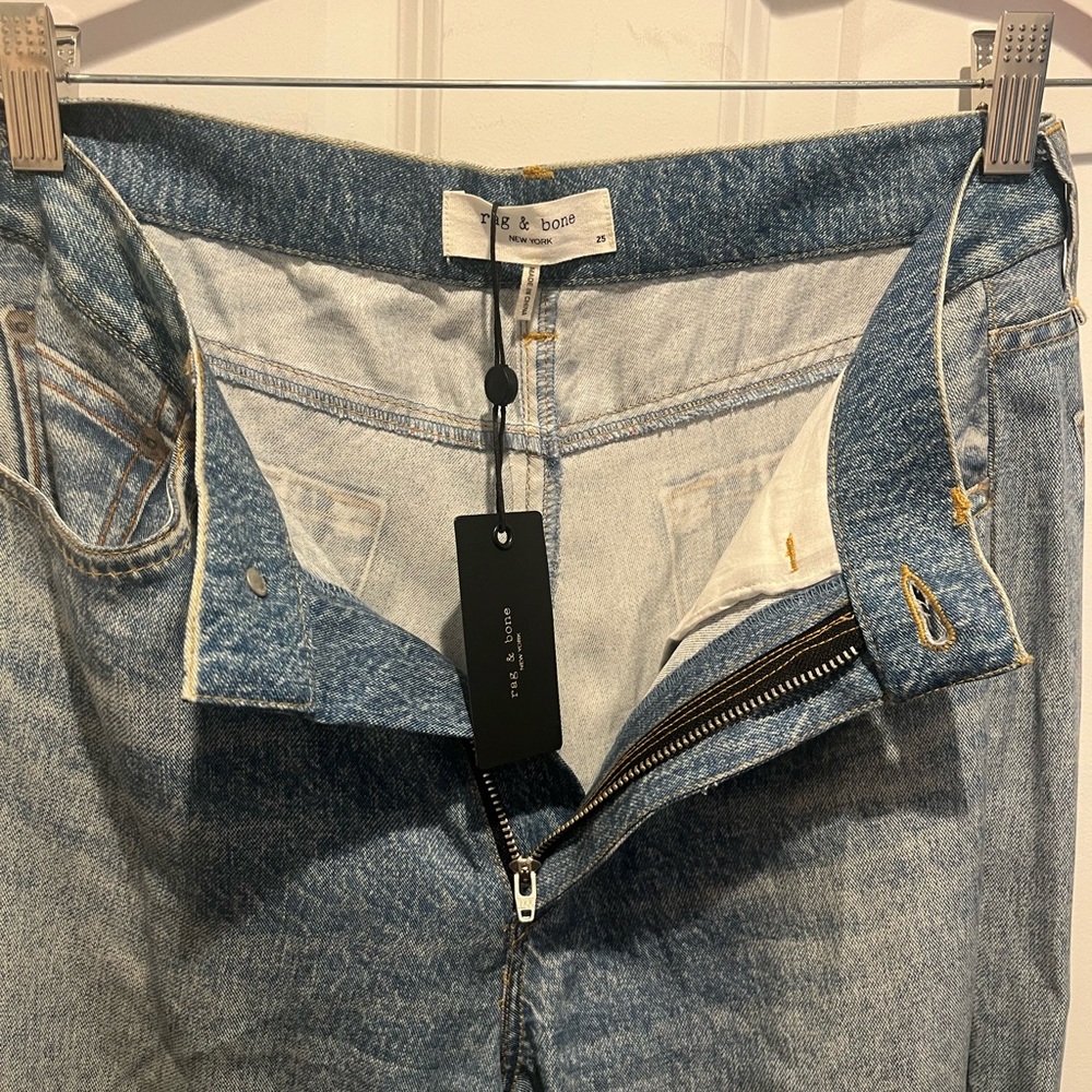 NWT Rag and Bone Dara Liquid Miramar Pant Jean Light/Med Blue Distress Size 25 - Picture 8 of 12